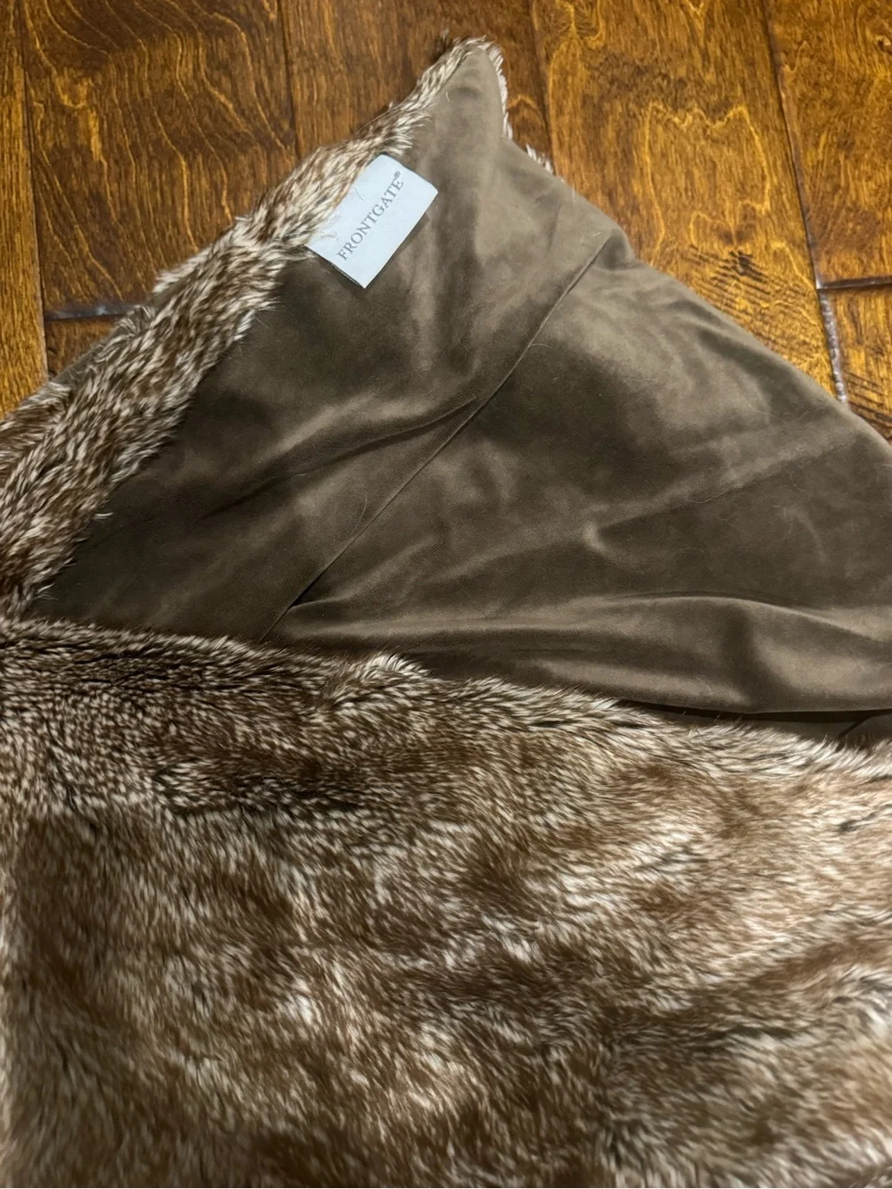 Frontgate Luxury Faux Fur Throw Brown Mink Plush Blanket NWOT